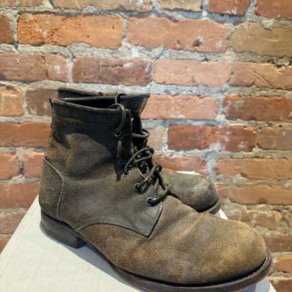 Carpe Diem Distressed Combat Boots – Black Reverse Leather - Picture 7 of 11